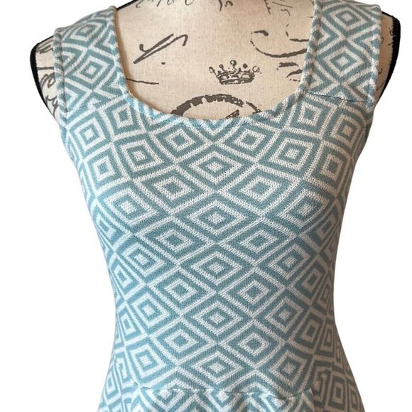 Anthropologie Tulle Green Creme Diamond Flare Mid Tank Dress M - Picture 9 of 10